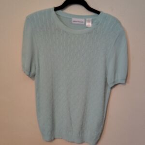 Alfred Dunner Mint Green Short Sleeve Knit Top